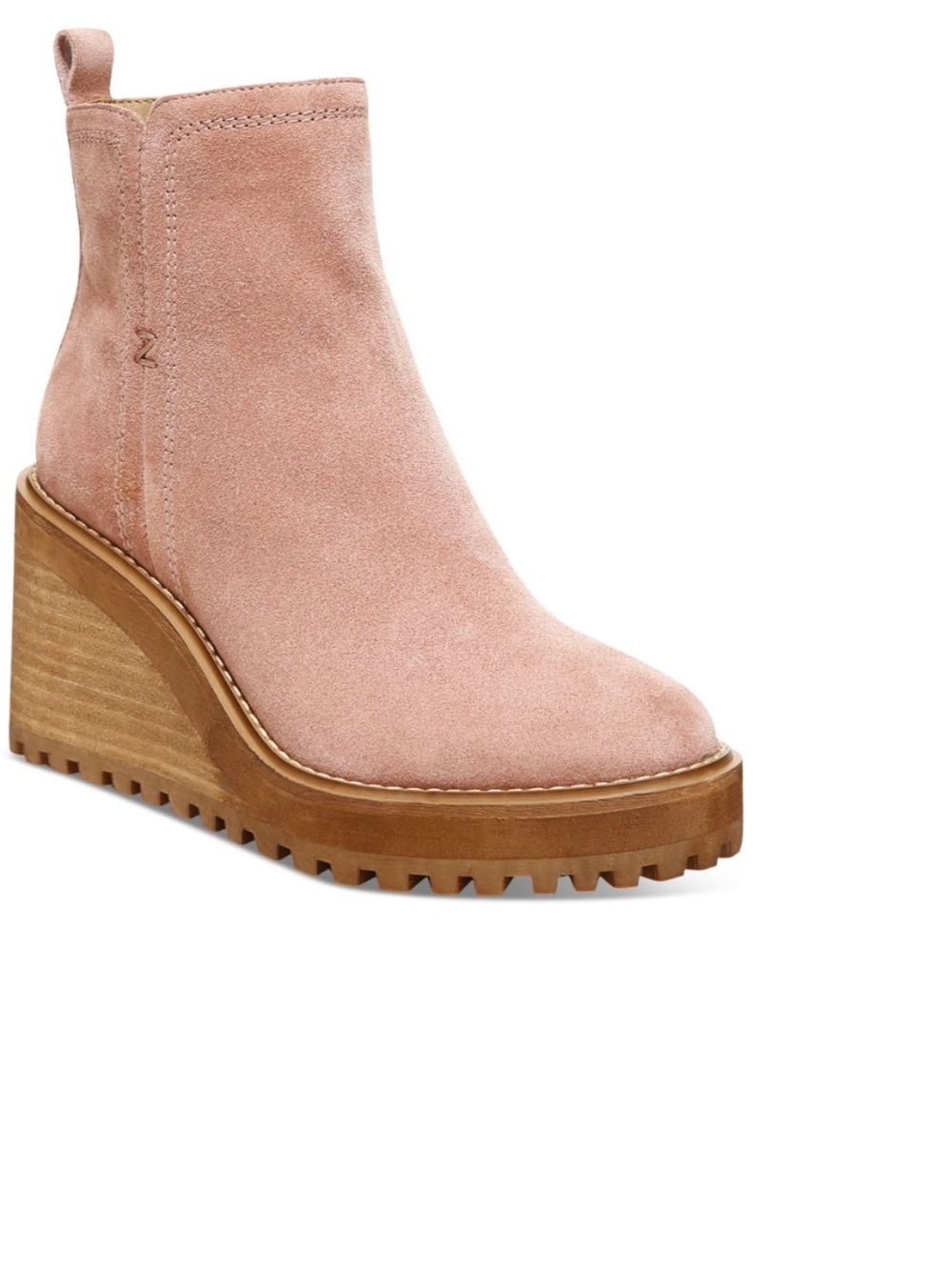 ZODIAC Nougat Pink Leather Julie Round Toe Wedge Zip-Up Ankle Boots 7.5M *READ*